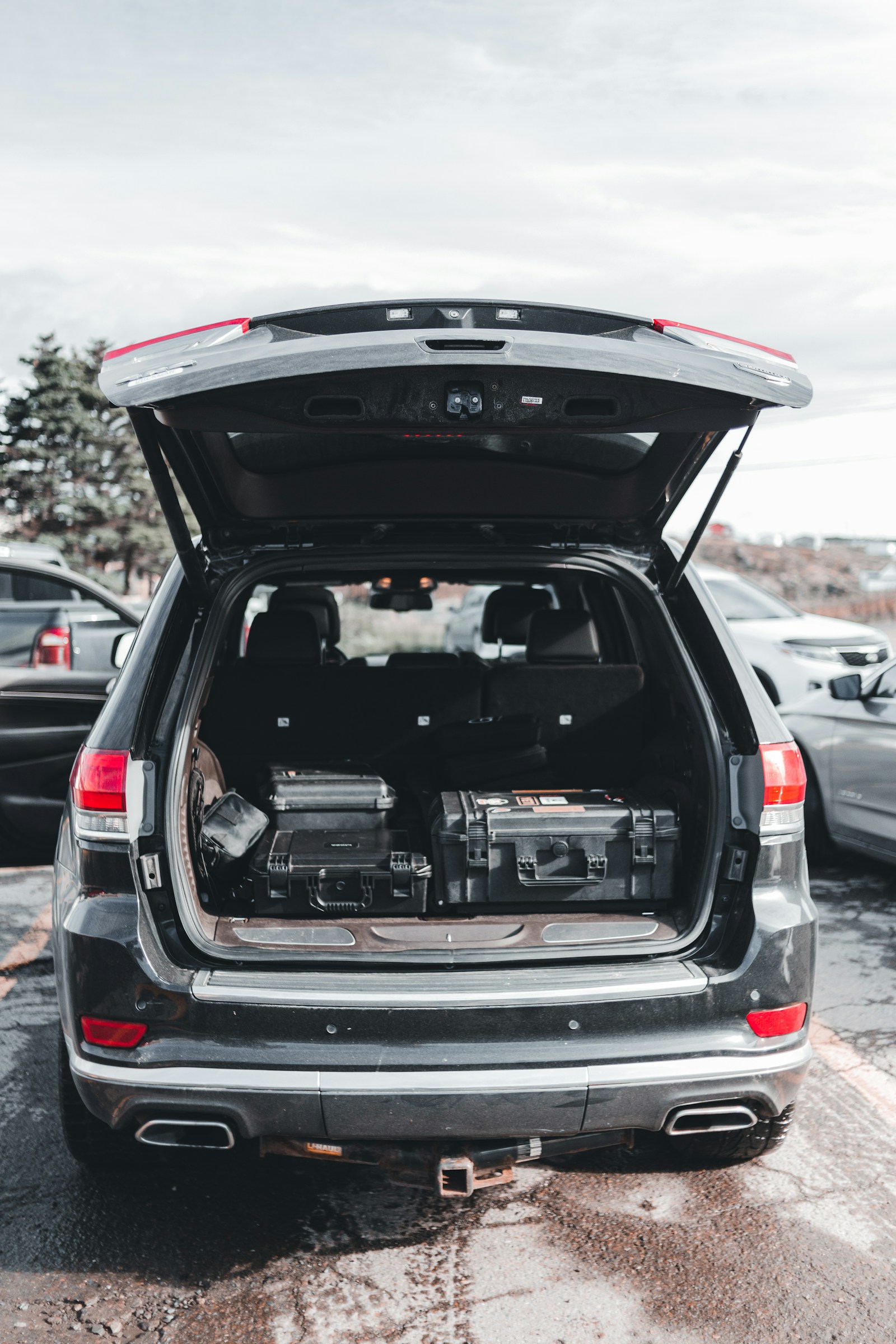 The open boot of a car